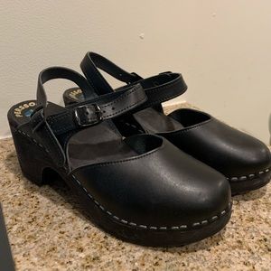 Swedish Black Wooden Clogs